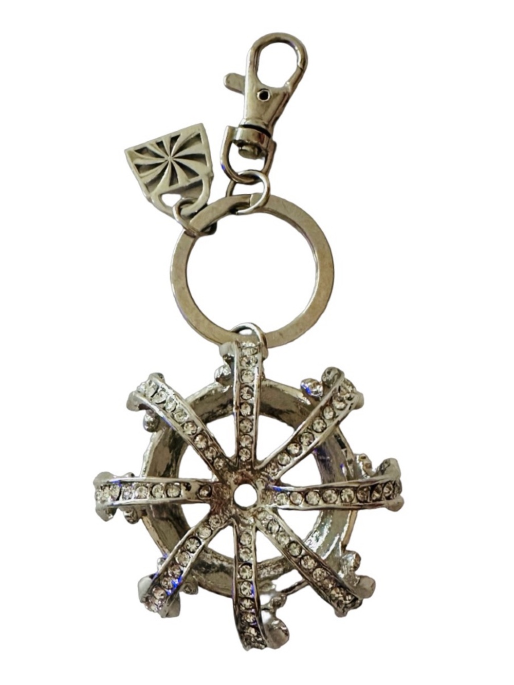 PURSE CANDY Silver-tone Queen Crown Handbag Charm 5” Clear Rhinestones